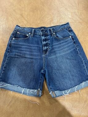 GAP Dark Blue Denim Frayed Hem Women's Shorts